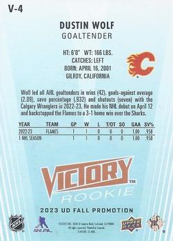 2023 Upper Deck Fall Expo - Victory Black Rookies #V-4 Dustin Wolf Back