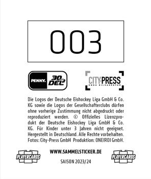 2023-24 Playercards Stickers (DEL) #003 Markus Keller Back