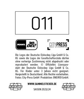 2023-24 Playercards Stickers (DEL) #011 Simon Sezemsky Back