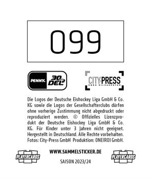 2023-24 Playercards Stickers (DEL) #099 Jakub Borzecki Back