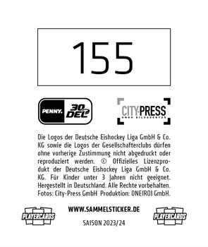 2023-24 Playercards Stickers (DEL) #155 Leonhard Korus Back