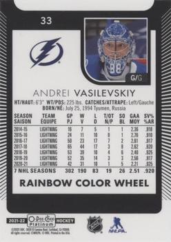 2021-22 O-Pee-Chee Platinum - Rainbow Color Wheel #33 Andrei Vasilevskiy Back