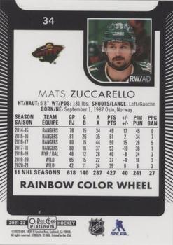 2021-22 O-Pee-Chee Platinum - Rainbow Color Wheel #34 Mats Zuccarello Back