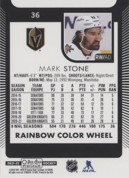 2021-22 O-Pee-Chee Platinum - Rainbow Color Wheel #36 Mark Stone Back