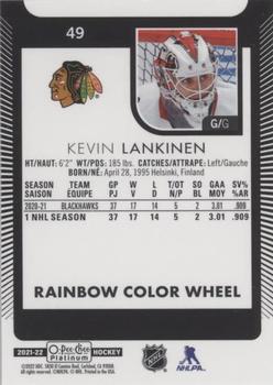 2021-22 O-Pee-Chee Platinum - Rainbow Color Wheel #49 Kevin Lankinen Back