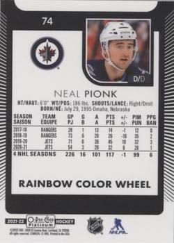 2021-22 O-Pee-Chee Platinum - Rainbow Color Wheel #74 Neal Pionk Back