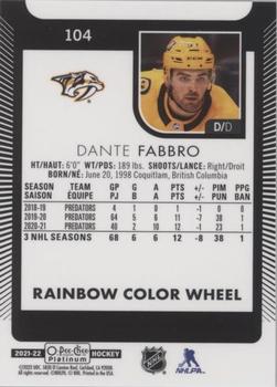 2021-22 O-Pee-Chee Platinum - Rainbow Color Wheel #104 Dante Fabbro Back