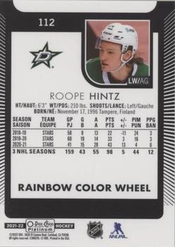 2021-22 O-Pee-Chee Platinum - Rainbow Color Wheel #112 Roope Hintz Back