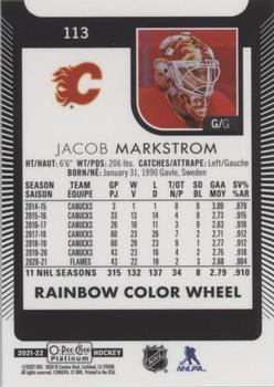 2021-22 O-Pee-Chee Platinum - Rainbow Color Wheel #113 Jacob Markstrom Back