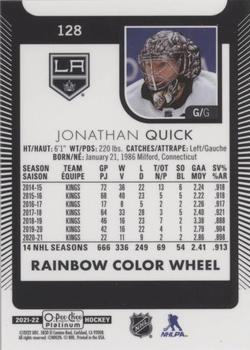 2021-22 O-Pee-Chee Platinum - Rainbow Color Wheel #128 Jonathan Quick Back
