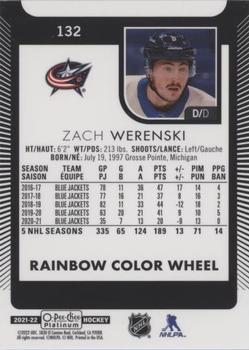 2021-22 O-Pee-Chee Platinum - Rainbow Color Wheel #132 Zach Werenski Back