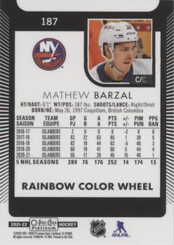2021-22 O-Pee-Chee Platinum - Rainbow Color Wheel #187 Mathew Barzal Back