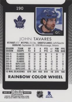 2021-22 O-Pee-Chee Platinum - Rainbow Color Wheel #190 John Tavares Back