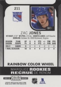 2021-22 O-Pee-Chee Platinum - Rainbow Color Wheel #211 Zac Jones Back