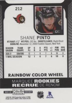 2021-22 O-Pee-Chee Platinum - Rainbow Color Wheel #212 Shane Pinto Back