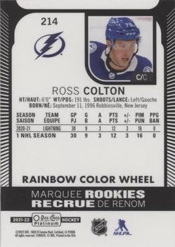 2021-22 O-Pee-Chee Platinum - Rainbow Color Wheel #214 Ross Colton Back