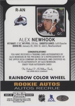 2021-22 O-Pee-Chee Platinum - Rookie Autographs Rainbow Color Wheel #R-AN Alex Newhook Back