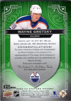 2022-23 Upper Deck Stature - Autographs Green #1 Wayne Gretzky Back