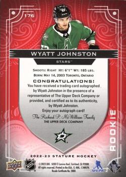 2022-23 Upper Deck Stature - Autographs Red #176 Wyatt Johnston Back