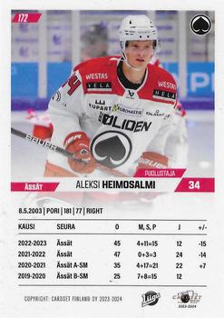 2023-24 Cardset Finland #172 Aleksi Heimosalmi Back