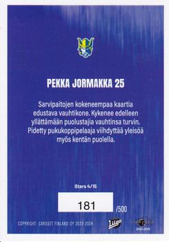2023-24 Cardset Finland - Stars Blue #Stars 4 Pekka Jormakka Back