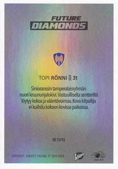 2023-24 Cardset Finland - Future Diamonds #FD 13 Topi Rönni Back
