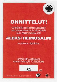 2023-24 Cardset Finland - Patch Redemption #PATCH6 Aleksi Heimosalmi Back