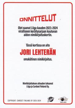 2023-24 Cardset Finland - Signature #NNO Jori Lehterä Back