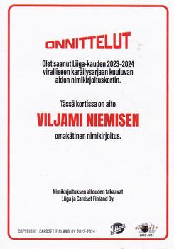 2023-24 Cardset Finland - Signature #NNO Viljami Nieminen Back