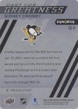 2022-23 Upper Deck Synergy - Cast for Greatness Purple #CG-9 Sidney Crosby Back