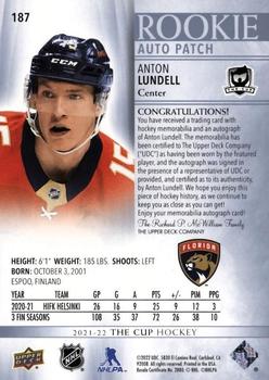 2021-22 Upper Deck The Cup #187 Anton Lundell Back