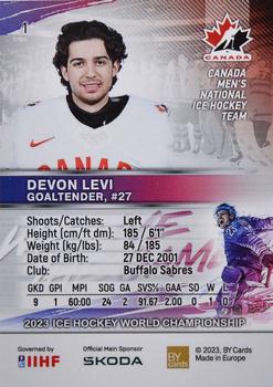 2023 BY Cards IIHF World Championship #1 Devon Levi Back