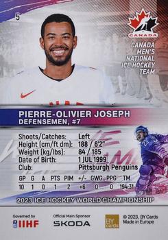 2023 BY Cards IIHF World Championship #5 Pierre-Olivier Joseph Back