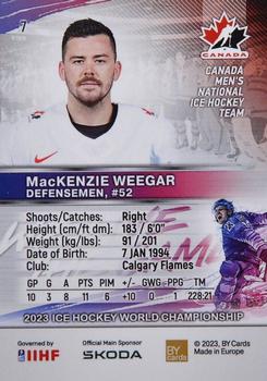 2023 BY Cards IIHF World Championship #7 MacKenzie Weegar Back