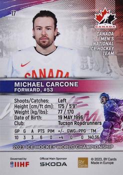2023 BY Cards IIHF World Championship #17 Michael Carcone Back