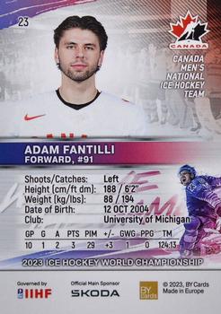 2023 BY Cards IIHF World Championship #23 Adam Fantilli Back