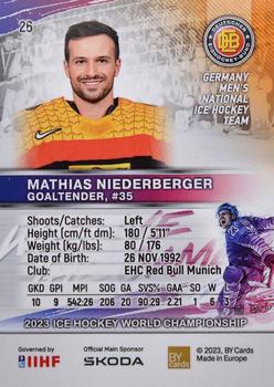 2023 BY Cards IIHF World Championship #26 Mathias Niederberger Back