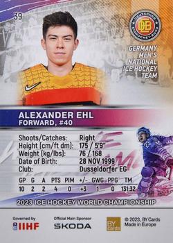 2023 BY Cards IIHF World Championship #39 Alexander Ehl Back