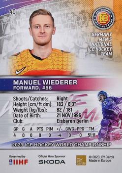 2023 BY Cards IIHF World Championship #40 Manuel Wiederer Back