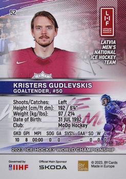 2023 BY Cards IIHF World Championship #52 Kristers Gudlevskis Back