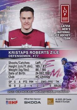 2023 BY Cards IIHF World Championship #60 Kristaps Zile Back