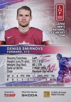 2023 BY Cards IIHF World Championship #72 Deniss Smirnovs Back