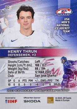2023 BY Cards IIHF World Championship #80 Henry Thrun Back