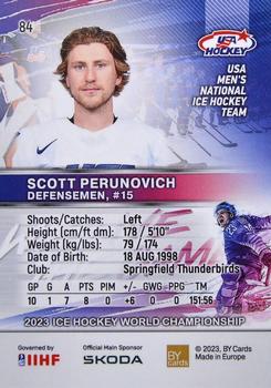 2023 BY Cards IIHF World Championship #84 Scott Perunovich Back