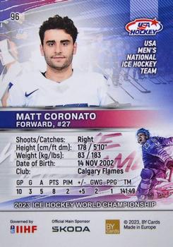 2023 BY Cards IIHF World Championship #96 Matt Coronato Back