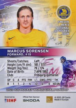 2023 BY Cards IIHF World Championship #142 Marcus Sorensen Back