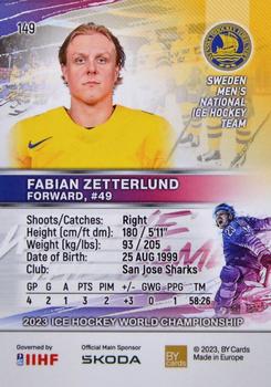 2023 BY Cards IIHF World Championship #149 Fabian Zetterlund Back