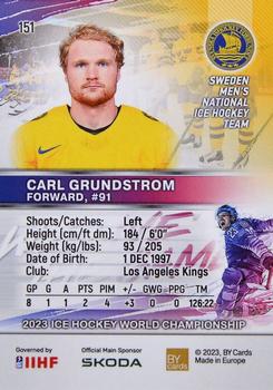 2023 BY Cards IIHF World Championship #151 Carl Grundstrom Back