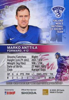 2023 BY Cards IIHF World Championship #167 Marko Anttila Back