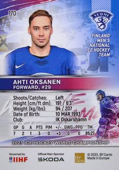 2023 BY Cards IIHF World Championship #170 Ahti Oksanen Back